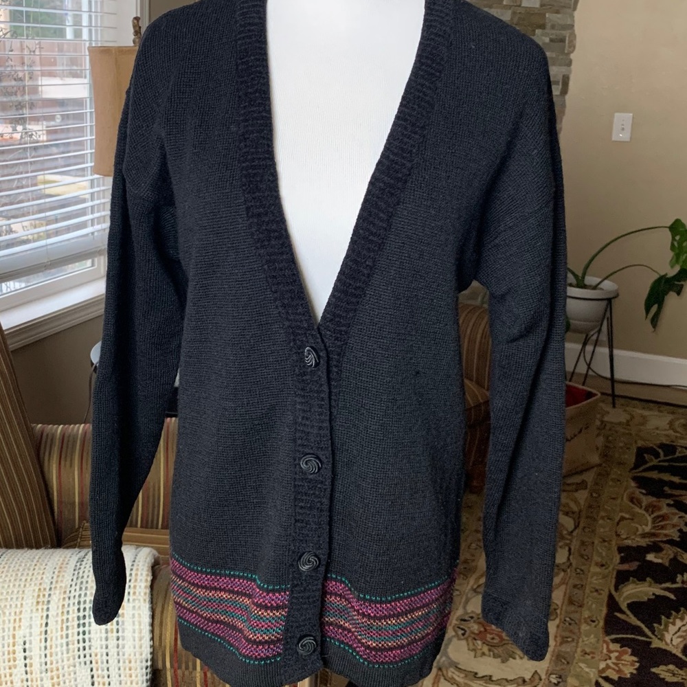 Pendleton Vintage 1980’s Black 100% Wool Cardigan